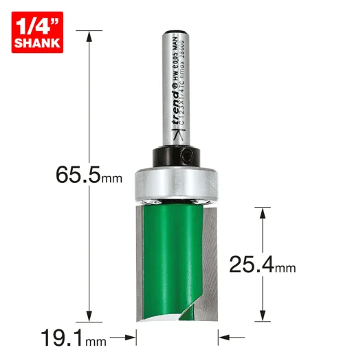 Trend Bearing Guided Template Profiler Router Cutter - 19.1mm, 25.4mm, 1/4"