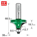 Trend CRAFTPRO Round Over and Ovolo Router Cutter - 38mm, 19.1mm, 1/2"