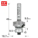 Trend Bearing Guided Ovolo and Round Router Cutter - 18.7mm, 9.5mm, 1/4"