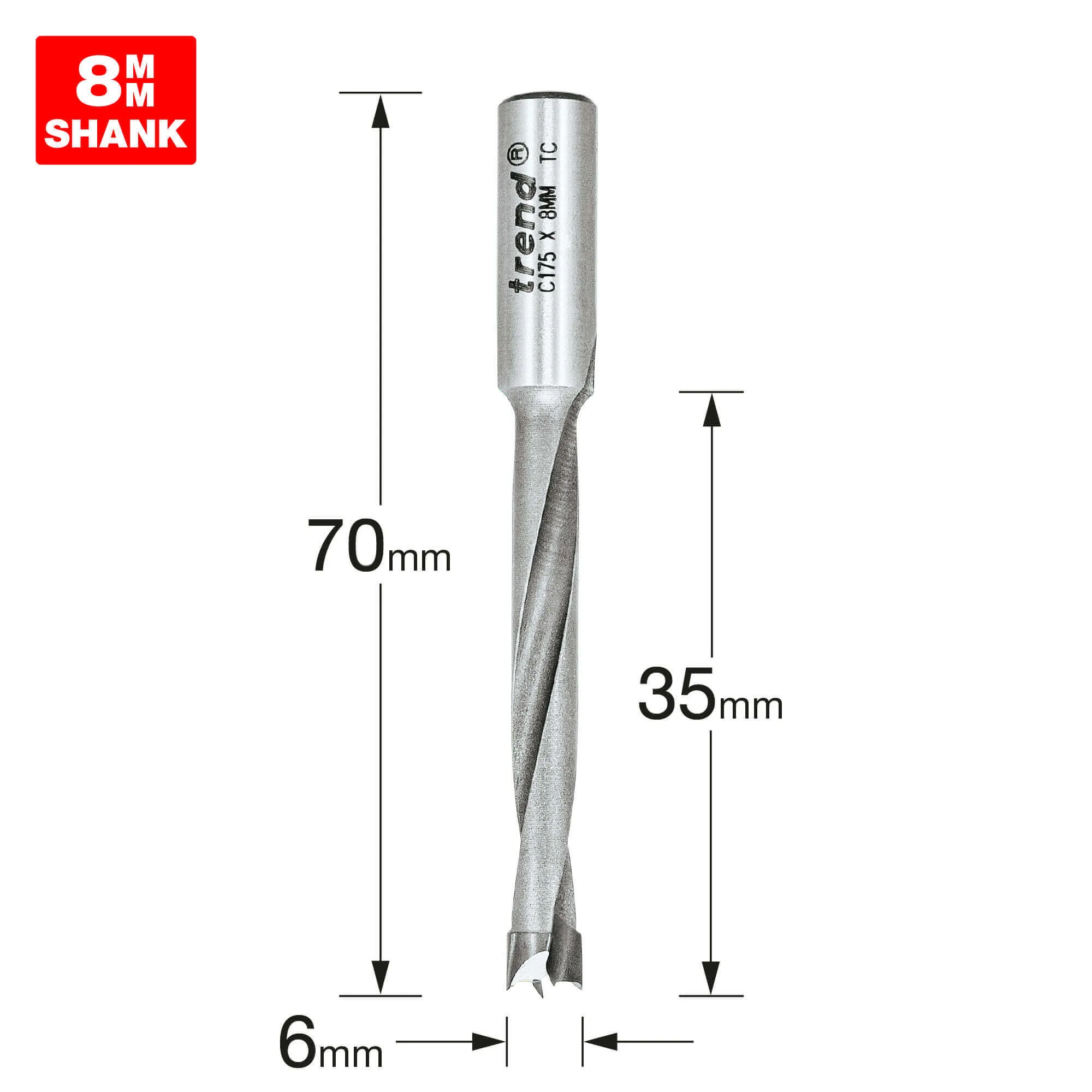 Trend CRAFTPRO Router Dowel Drill - 6mm, 35mm, 8mm