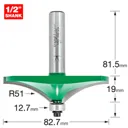 Trend CRAFTPRO Handrail Bearig Guided Router Cutter - 82.7mm, 19mm, 1/2"