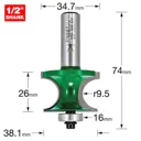 Trend CRAFTPRO Bearing Guided Corner Bead Router Cutter - 38.1mm, 16mm, 1/2"