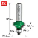 Trend CRAFTPRO Round Over and Ovolo Router Cutter - 25.4mm, 12.7mm, 1/2"