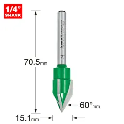 Trend CRAFTPRO Triple Flute Engraver Router Cutter - 14.5mm, 13mm, 1/4"