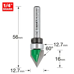 Trend CRAFTPRO Bearing Guided Groove Router Cutter - 12.7mm, 16mm, 1/4"