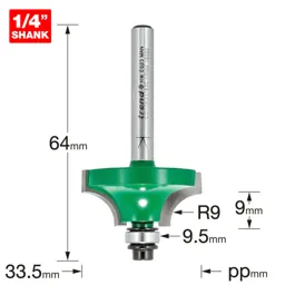 Trend CRAFTPRO Bearing Guided Shoulder Profile Router Cutter - 33.5mm, 9mm, 1/4"