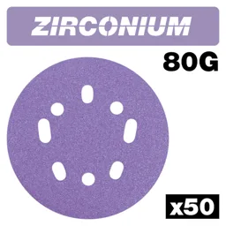 Trend Zirconium Random Orbital Sanding Disc 125mm - 125mm, 80g, Pack of 50