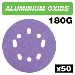 Trend Aluminium Oxide Random Orbital Sanding Disc 125mm - 125mm, 180g, Pack of 50