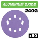 Trend Aluminium Oxide Random Orbital Sanding Disc 125mm - 125mm, 240g, Pack of 50