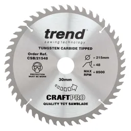 Trend CRAFTPRO Wood Cutting Saw Blade - 215mm, 48T, 30mm