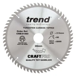 Trend CRAFTPRO Wood Cutting Saw Blade - 215mm, 60T, 30mm