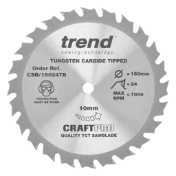 Trend CRAFTPRO Wood Cutting Cordless Saw Blade - 150mm, 24T, 10mm
