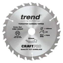 Trend CRAFTPRO Wood Cutting Cordless Saw Blade - 165mm, 24T, 20mm