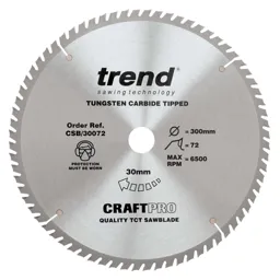 Trend CRAFTPRO Wood Cutting Saw Blade - 300mm, 72T, 30mm
