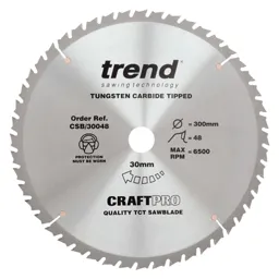 Trend CRAFTPRO Wood Cutting Saw Blade - 300mm, 48T, 30mm