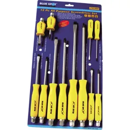BlueSpot 12 Piece Hex Bolster Slotted and Pozi Screwdriver Set