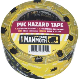Everbuild PVC Hazard Tape - Black / Yellow, 50mm, 33m
