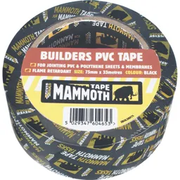 Everbuild Mammoth Builders PVC Black Tape - Black, 75mm, 33m