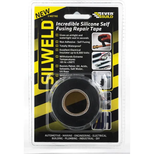 Everbuild Silweld Silicon Self Fusing Black Repair Tape - 3m