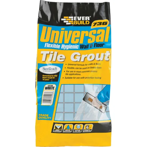 Everbuild Universal Flexible Tile Grout - Grey, 5kg