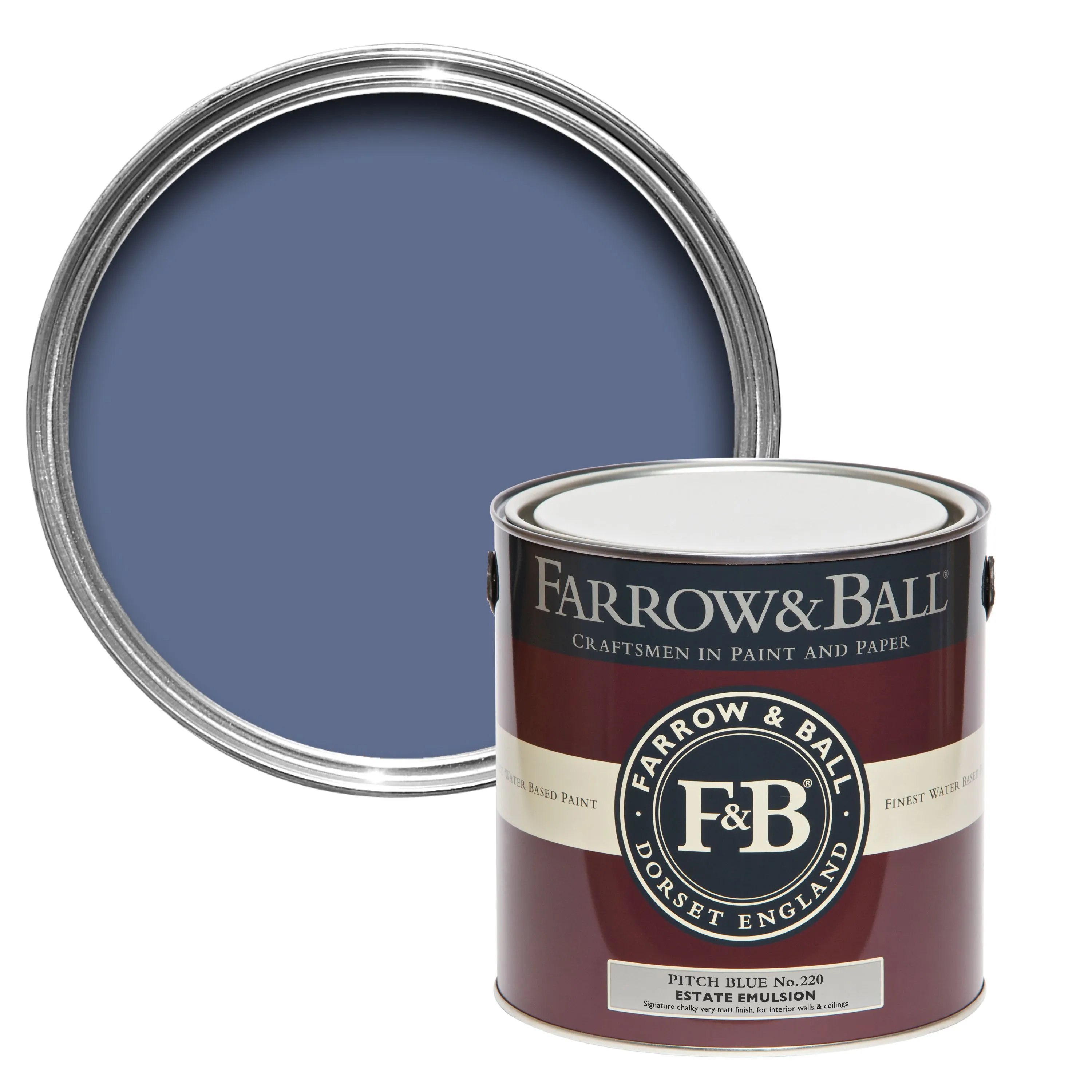 Farrow & Ball Estate Pitch blue No.220 Matt Emulsion paint 2.5L