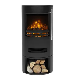 Be Modern Orba Open fronted cylindrical stove Black Electric Stove