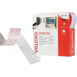 Velcro Stick On Tape White - 20mm, 10m, Pack of 1
