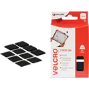 Velcro Stick On Squares Black - 25mm, 25mm, Pack of 24