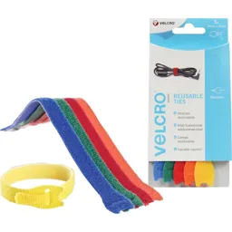 Velcro Adjustable Ties Multicoloured - 12mm, 200mm, Pack of 5