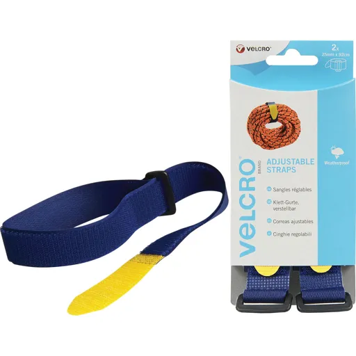 Velcro Adjustable Straps Blue - 25mm, 920mm, Pack of 2