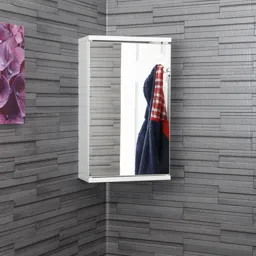 Croydex Simplicity Single Door White Mirror Corner Bathroom Cabinet 500 x 300mm - WC257222