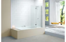 Merlyn Vivid Square Hinge 2 Panel Bath Screen (LH Door) 900 x 1500mm Clear/Polished Silver