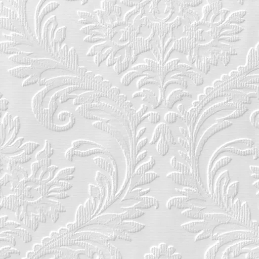 Anaglypta Luxury High traditional White Damask Blown Wallpaper