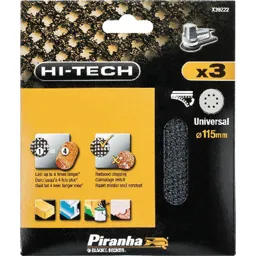 Black and Decker Piranha Hi Tech Quick Fit Mesh ROS Sanding Sheets 115mm - 115mm, 120g, Pack of 3
