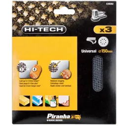 Black and Decker Piranha Hi Tech Quick Fit Mesh ROS Sanding Sheets 150mm - 150mm, Assorted, Pack of 3