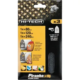 Black and Decker Piranha Hi Tech Quick Fit Multi Sander Delta Sanding Sheets - 120g, Pack of 3