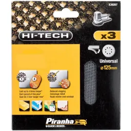 Black and Decker Piranha Hi Tech Quick Fit Mesh ROS Sanding Sheets 125mm - 125mm, 120g, Pack of 3