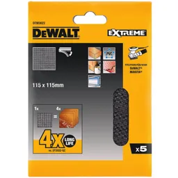 DeWalt Extreme 4X Life Mesh 115mm x 115mm Sanding Sheets - 80g, Pack of 5