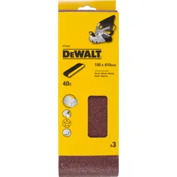 DeWalt 100 x 610mm Multi Purpose Sanding Belts - 100mm x 610mm, 40g, Pack of 3