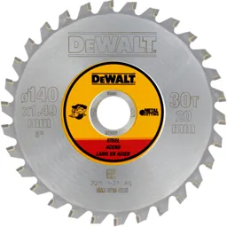 DeWalt Metal Steel Cutting Saw Blade - 140mm, 30T, 20mm