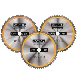 DeWalt 3 Piece 305mm Construction Circular Saw Blade Set - 305mm, Assorted Teeth, 30mm