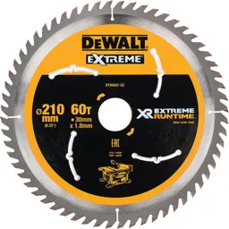 DeWalt Extreme Runtime Circular Saw Blade - 210mm, 60T, 30mm
