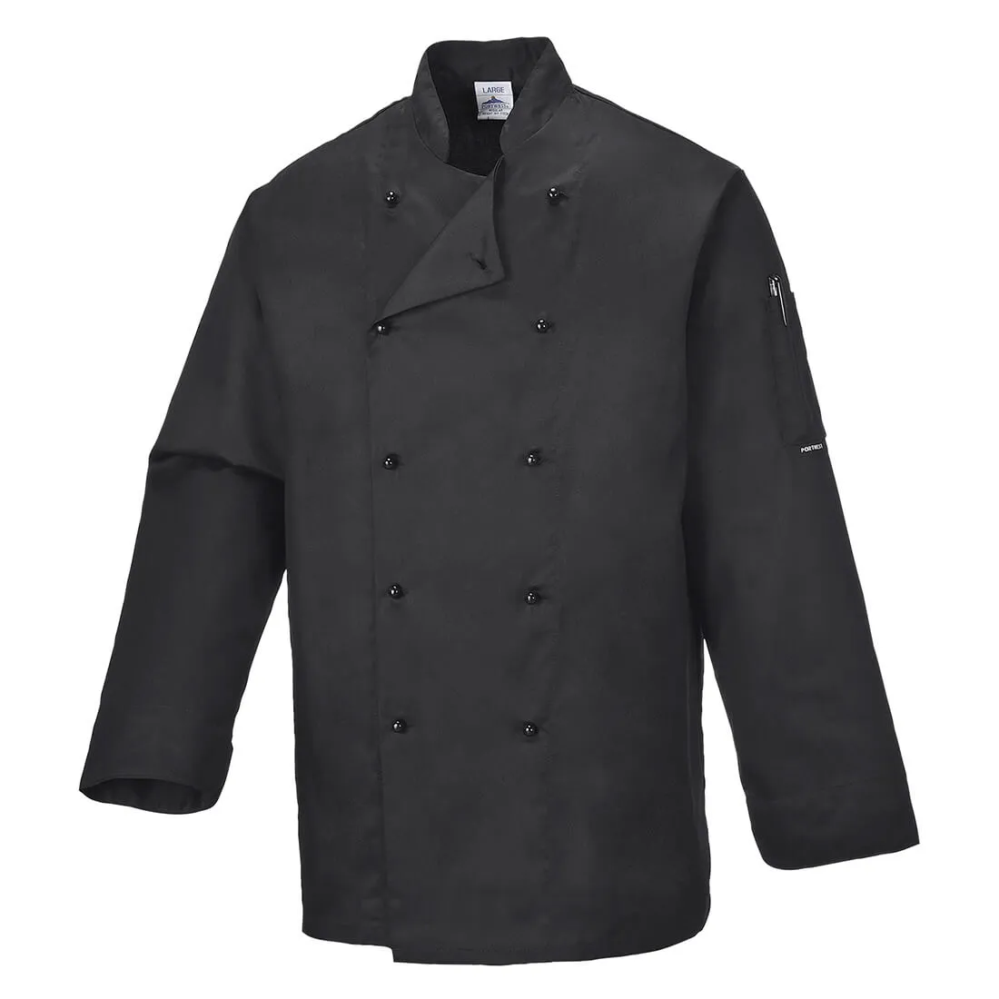 Portwest Unisex Somerset Chefs Jacket - Black, 2XL