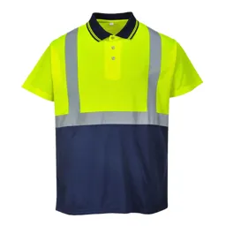 Portwest Mens Two Tone Class 1 Hi Vis Polo Shirt - Yellow / Navy, M