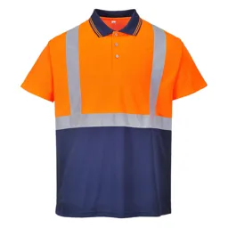 Portwest Mens Two Tone Class 1 Hi Vis Polo Shirt - Orange / Navy, M