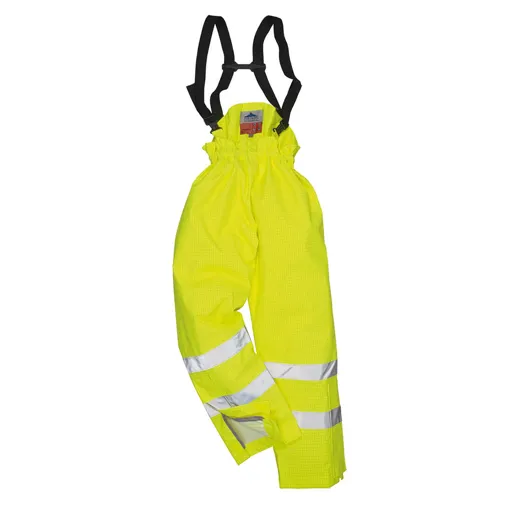 Biz Flame Hi Vis Flame Resistant Rain Lined Trousers - Yellow, M