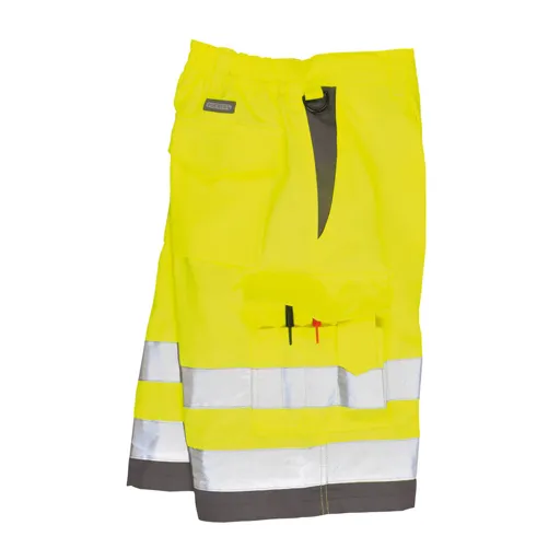 Portwest Mens Class 1 Hi Vis Poly Cotton Shorts - Yellow / Grey, S