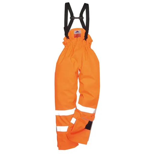Biz Flame Hi Vis Flame Resistant Rain Unlined Trousers - Orange, S
