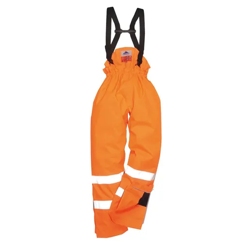 Biz Flame Hi Vis Flame Resistant Rain Lined Trousers - Orange, M