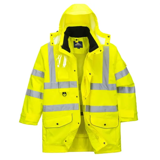 Oxford Weave 300D Class 3 Hi Vis 7-in-1 Traffic Jacket - Yellow, S